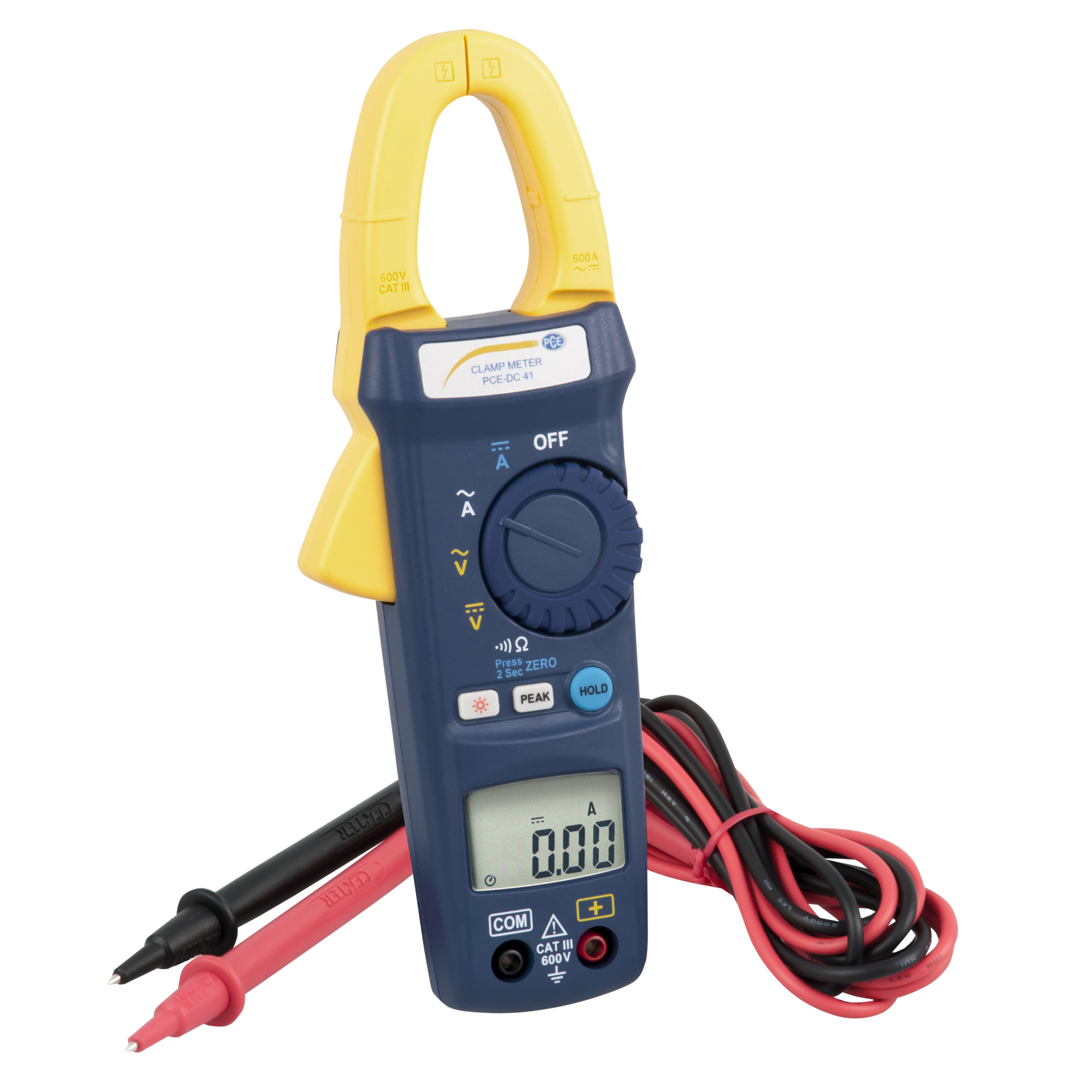 PCE Digital Clamp Meter — 600V, 600A, 1000 ?, Model# PCE-DC 41
